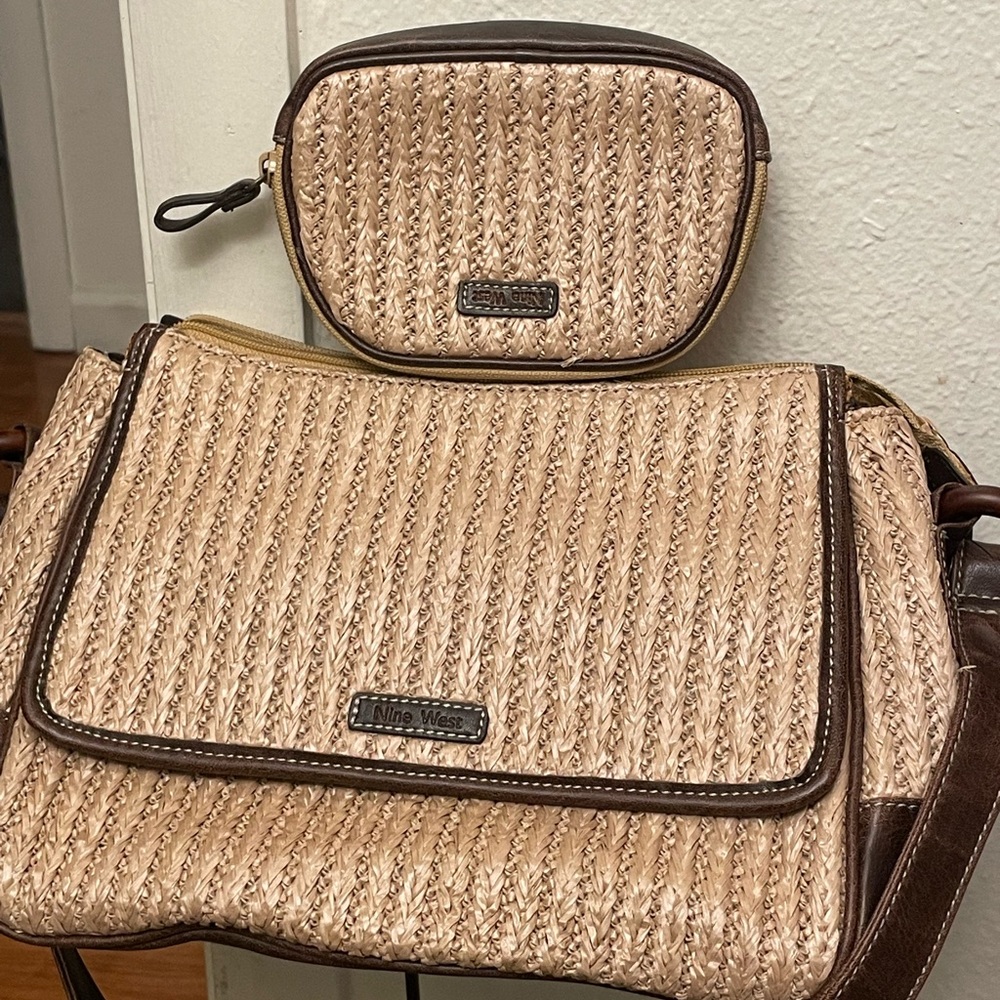 Nine West straw crossover purse and coin purse